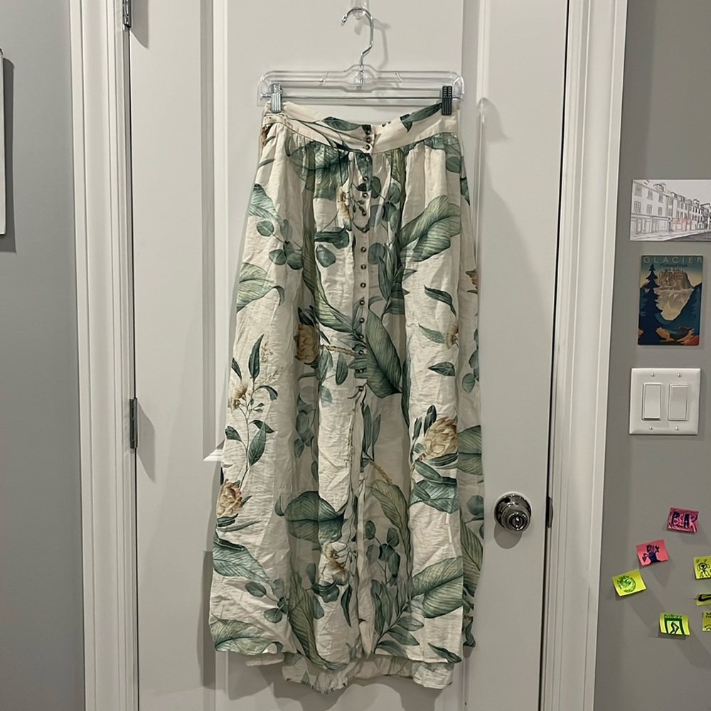 H&M Leaf Print Maxi Skirt